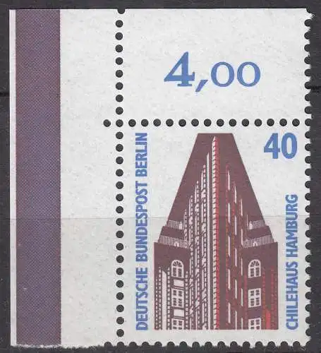 Berlin 40 Pfg. Sehenswürdigkeiten 1988 Mi.816 ** MNH Eckrand OL   (70725