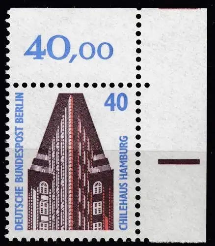 Berlin 40 Pfg. Sehenswürdigkeiten 1988 Mi.816 ** MNH Eckrand OR   (70726