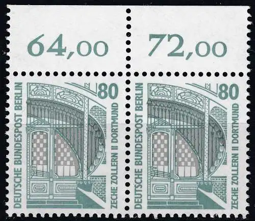 Berlin 80 Pfg. Sehenswürdigkeiten 1987 Mi.796 ** MNH Paar mit OBERRAND    (70730