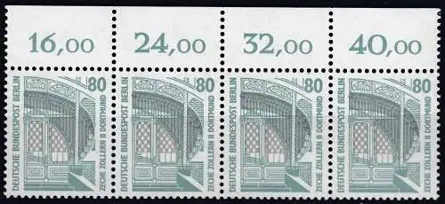 Berlin 80 Pfg. Sehenswürdigkeiten 1987 Mi.796 ** MNH 4er Str. OBERRAND   (70731