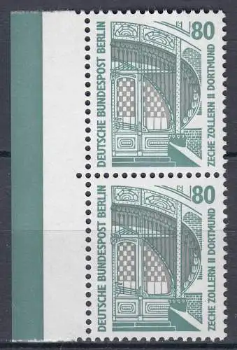 Berlin 80 Pfg. Sehenswürdigkeiten 1987 Mi.796 ** MNH senkr. RANDPAAR   (70732