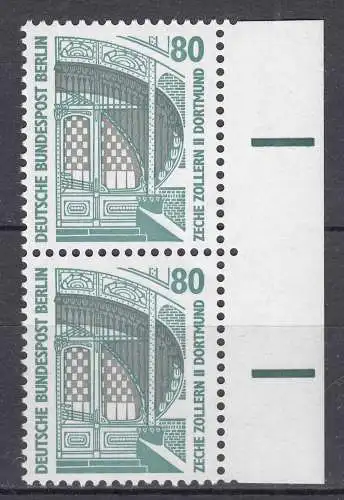 Berlin 80 Pfg. Sehenswürdigkeiten 1987 Mi.796 ** MNH senkr. Paar RAND    (70735