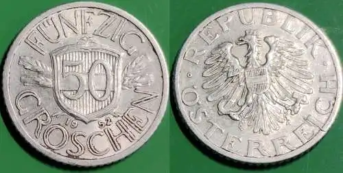 Österreich - Austria 50 Groschen Münze 1952    (33088