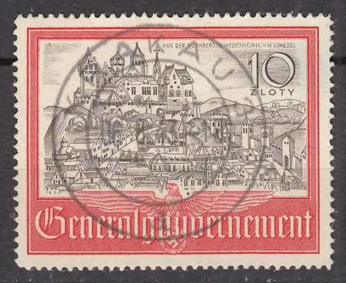 Germany/Generalgouvernement POLAND OCCUPATION 1941 Mi.65 used 10 Zloty  (70746