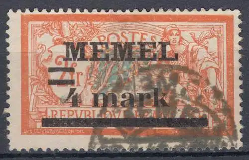 Memel 1920 Mi.31 Freimarke Frankreich mit Aufdruck 4 M auf 2 Fr. gestempelt used