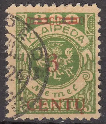 Memel 1923 Mi.168 Freimarke Aufdruck 3 C. auf 300 M. gestempelt used   (70768