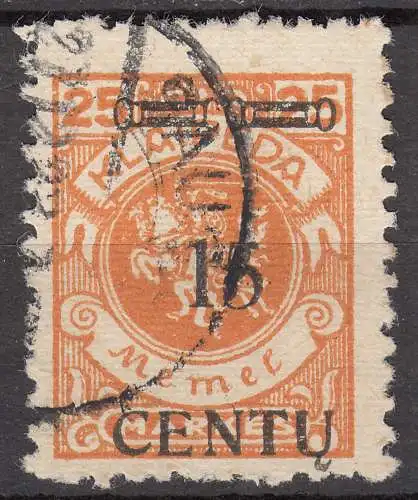 Memel 1923 Mi.170 Freimarke Aufdruck 15 C. auf 25 M. gestempelt used   (70771