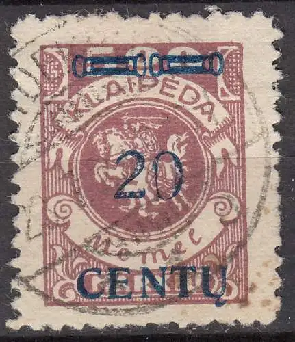 Memel 1923 Mi.171 Freimarke Aufdruck 20 C. auf 500 M. gestempelt used   (70772