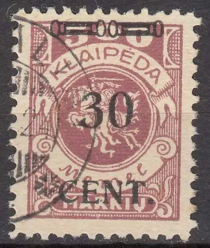 Memel 1923 Mi.172 Freimarke Aufdruck 30 C. auf 500 M. gestempelt used   (70773