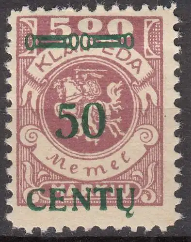 Memel 1923 Mi.173 Freimarke Aufdruck 50 C. auf 500 M. ungebraucht Falz   (70775