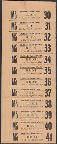 Stadtkreis Hamm Brot-Marken vom Juli - Oktober 1918 1.Weltkrieg   (32843