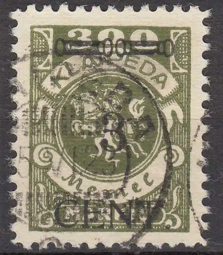 Memel 1923 Mi.179 Freimarke Aufdruck 3 C. auf 300 M. gestempelt used   (70782