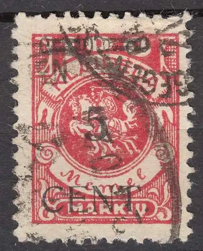 Memel 1923 Mi.180 Freimarke Aufdruck 5 C. auf 100 M. gestempelt used  (70784