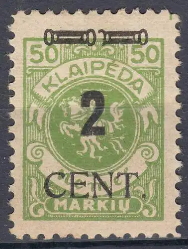 Memel 1923 Mi.185 Freimarke Aufdruck 2 C. auf 50 M. ungebraucht Falz  (70787