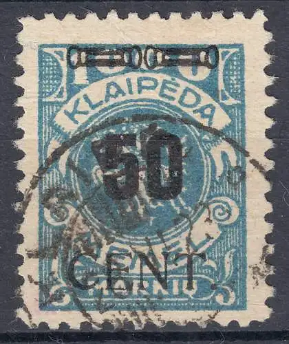 Memel 1923 Mi.191 Freimarke Aufdruck 50 C. auf 1000 M. gestempelt used  (70791