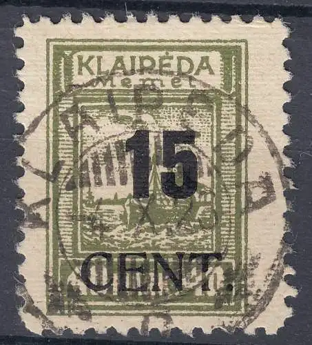 Memel 1923 Mi.193 Freimarke Aufdruck 15 C. auf 40 M. gestempelt used  (70794