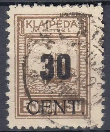 Memel 1923 Mi.194 Freimarke Aufdruck 30 C. auf 50 M. gestempelt used  (70795