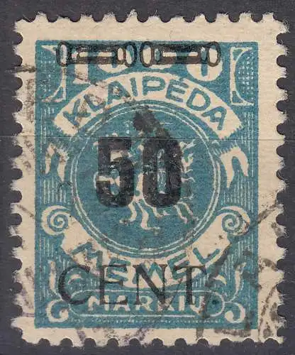 Memel 1923 Mi.191 Freimarke Aufdruck 50 C. auf 1000 M. gestempelt used  (70814