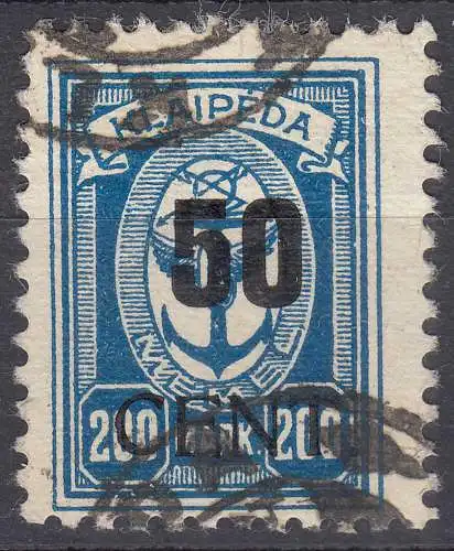 Memel 1923 Mi.197 Freim. Angliederung Litauen 50 C. auf 200 M.gest. used  (70817