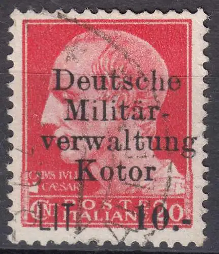 Deutsche Besetzung 2. WK Kotor 10 LIT. Mi. 6  gestempelt used WW2 1944   (70828