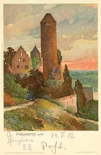 AK Kunst Litho signiert Hornberg am Neckar  (1592