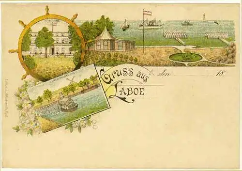 AK Litho Laboe Plön Landungsbrücke Hotel- Laboe  (2084