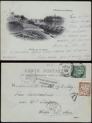 Frankreich - France nachfrankiert Taxe AK 1899 Charlon-sur-Saone (13598