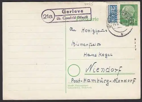 Gerleve über Coesfeld Westfalen Posthilfstelle/Landpost 1956  (16956