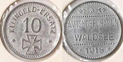 Germany WALDSEE 10 Pfennig 1918 Notgeld Small change set Zinc verry RAR   (n941