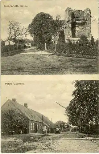 AK Reepsholt Hude Kirche Gasthaus Friedeburg 1914 gelaufen    (2251