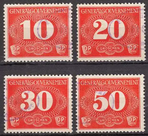 Generalgouvernement Deutsche Besatzung 2.WK Mi. Z1-4 gestempelt 1940   (70835