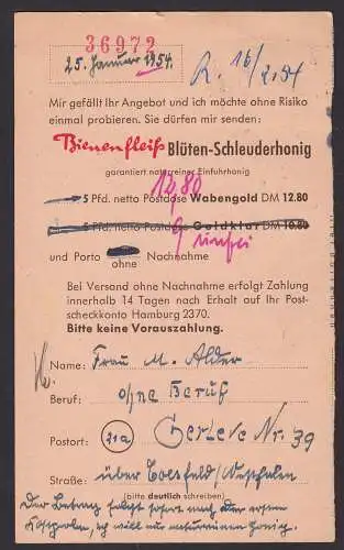 Karte 1954 Landpost/Posthilfstelle Gerleve über Coesfeld bei Billerbeck (16957