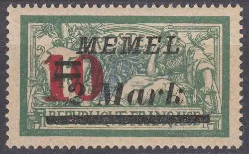 Memel 1923 Mi. 121 Freim. mit Aufdruck 10 auf 2 M. auf 45 C. Falz *  (70837