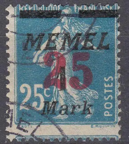 Memel 1923 Mi. 122 Freimarke mit Aufdruck 25 auf 1 M. gebraucht used  (70838