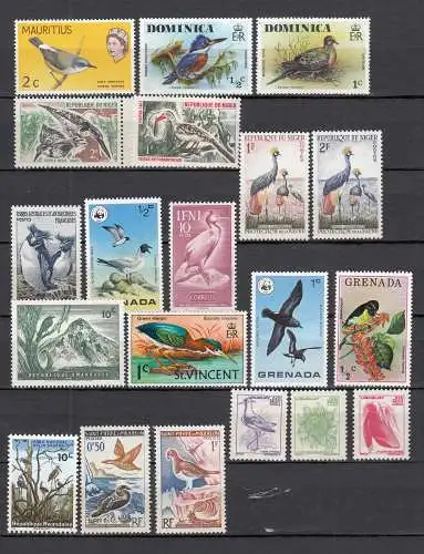 Tiere Vögel Birds Wildlife schönes Briefmarken Lot postfrisch   (32945