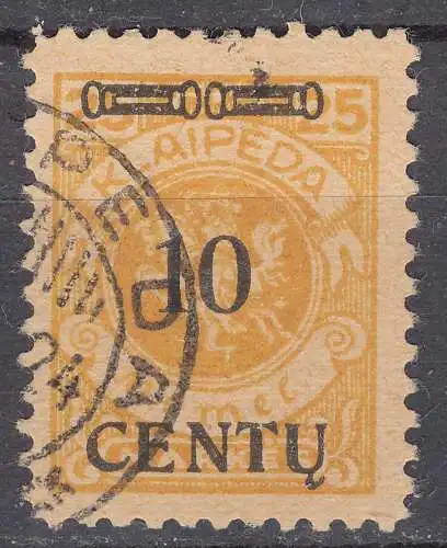 Memel 1923 Mi.169 Freimarke mit Aufdruck 10 C. auf 25 M. gestempelt used  (70842