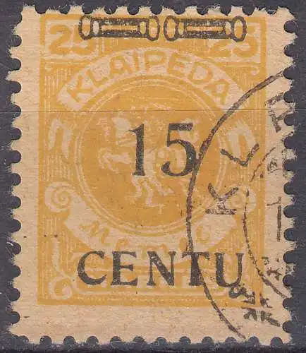 Memel 1923 Mi.170 Freimarke mit Aufdruck 15 C. auf 25 M. gestempelt used  (70843