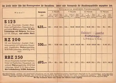 Ardie Preisliste 1.10.1938