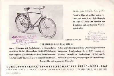 Dürkopp Fahrrad Prospekt 1955