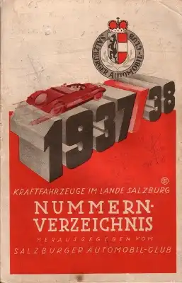 Nummerverzeichnis Salzburger Kfz 1937/38