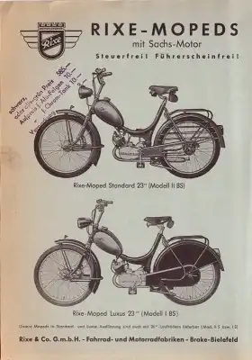 Rixe Moped Prospekt ca. 1955