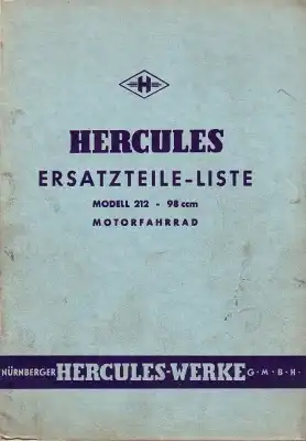 Hercules Mod. 212 Ersatzteilliste 1950er Jahre