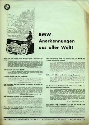 BMW Anerkennungsschreiben aus aller Welt 1930