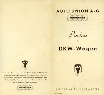 DKW Preisliste 2.1936