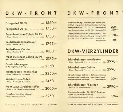 DKW Preisliste 2.1936