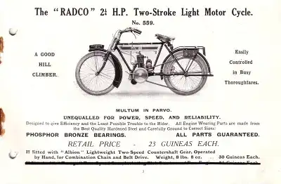 Radco 2,25 H.P. two Stroke 211 c.c. Prospekt 1914