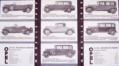 Opel 3,7Ltr. 14/50PS u. 4,2Ltr. 16/60PS Prospekt 1929