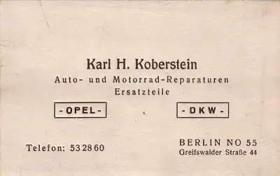 Opel Brief eines Berliner Händlers 1930er Jahre