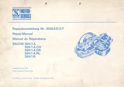 Sachs 504/1 alle Modelle Reparaturanleitung 2.1974