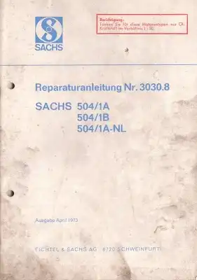 Sachs 504/1 alle Modelle Reparaturanleitung 4.1973